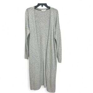 Boden Long Line Cardigan Alpaca Wool Blend Open Front Pockets Light Gray